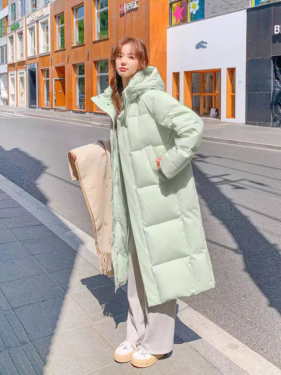 women's Long Down Jacket Women Hooded Coat 2025 Winter New Loose Girls' Jacket Multi-Color Thick Windbrake Down Coat