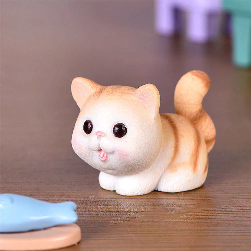 

6Pcs Smooth Edges Resin Mini Cat Figurines Lovely Kitten Decorations Tabletop Statues Garden Ornaments