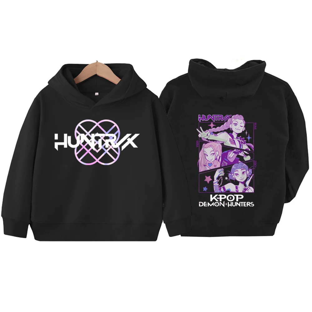 Kpop Demon Hunter infantil com capuz Harajuku Hip Hop pulôver tops moletom presente