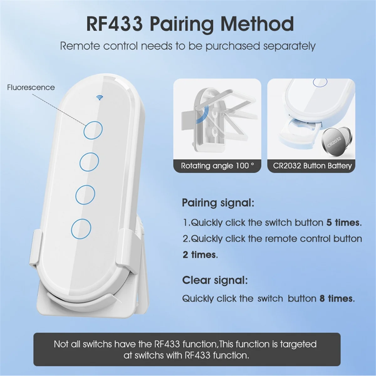 

【Price-Drop】{Smart Switch Fan Light 2-Way RF433 Remote Control Wall Touch Switch Tuya Smart APP Voice Timing Black