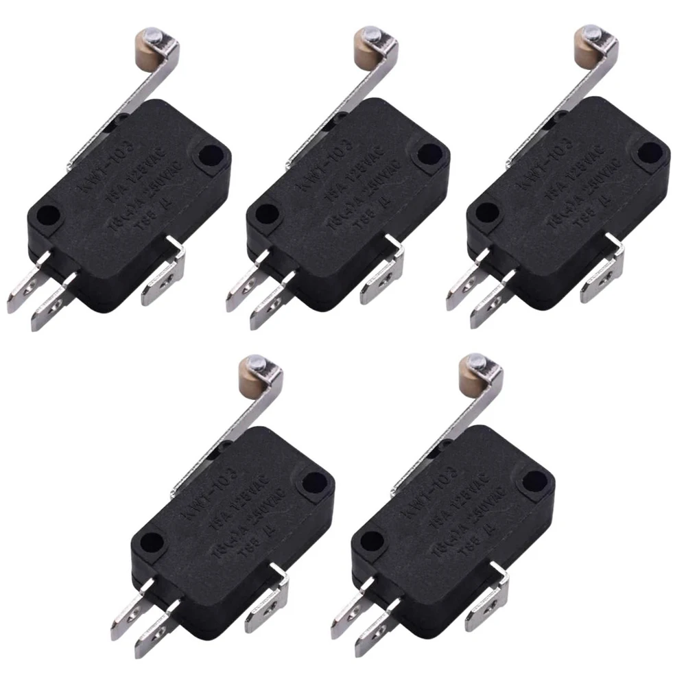 5PCS KW1-103 Micro Limit Switch Metal Wheel Long Handle Limit Switch 15A 125VAC 16A 250VAC