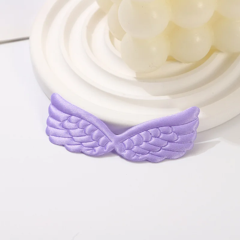 80 Stück 6,5*2CM Satin-Engelsflügel-Applikationen zum Aufnähen für DIY Haarspangen-Zubehör, Stofftaschen, Geschenkverpackungen, Dekoration – Detail 2