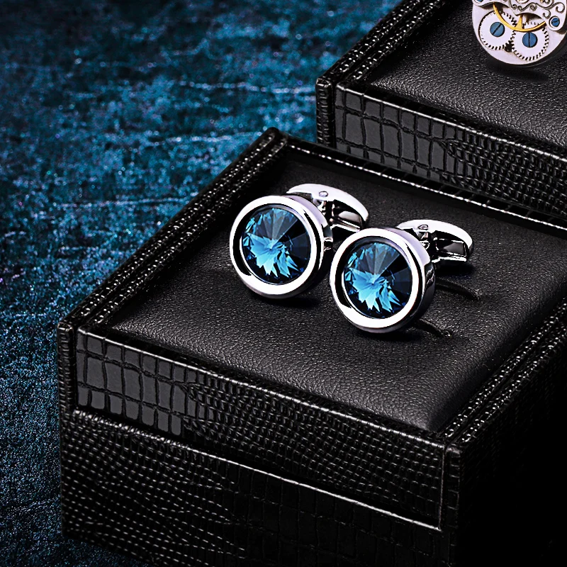 

KFLK hirt cufflink for mens Brand Crystal Cuff links Wholesale designer Buttons french High Quality Round guests