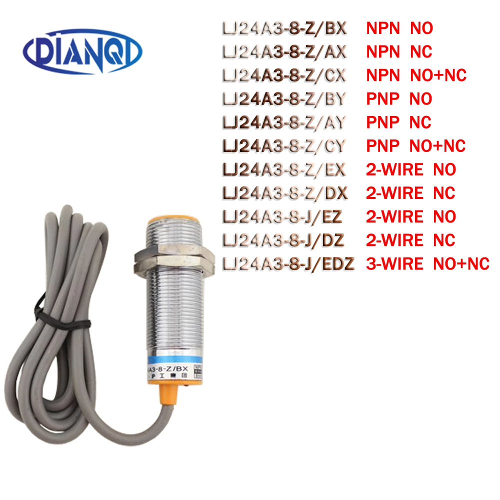 LJ24A3-8-Z/BX  LJ24A3-8-Z/AX/CX/BY/AY/CY/EX/DX NPN PNP NO NC New Inductive Proximity Sensor Detection Switch AC LJ24A3-8-J/EZ/DZ