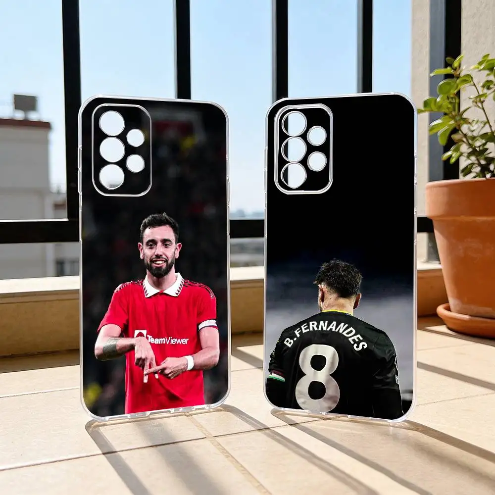 B-Bruno Fernandes Football  Phone Case Transparent Silicone Soft For Samsung S25,S24,S21,S22,S23,S30,Ultra,S20,Plus,Fe