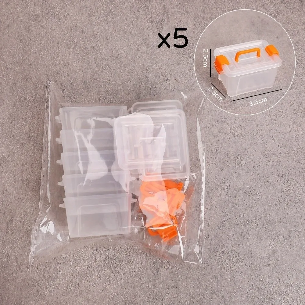 5Pcs Portable Mini Dollhouse Storage Box Clear Plastic Toolbox Model Dollhouse Handheld Box Dolls House