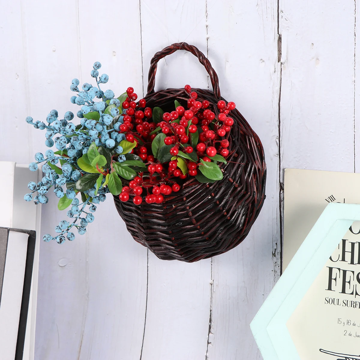 

Straw Woven Flower Basket Wall Hanging Balcony Decoration For Home Hotel Office Garden Green Plant Succulent Artificial