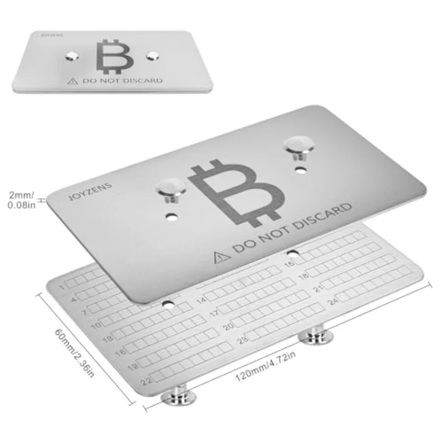 96-Word Seed Phrase Plate Backup with Letter Stamps and Positioning Tool, 48 96 Word Capacity for Crypto Hardware Wallets view 3