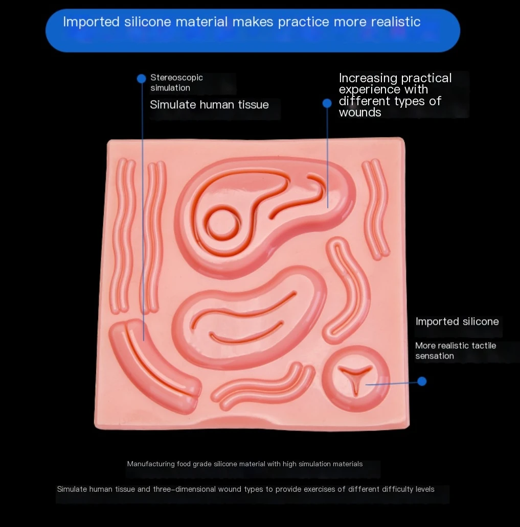 Skin Suture Training Model Laparoscopic Simulation Stitching Module 3D Silicone Reusable for Suture Training To Medical Student