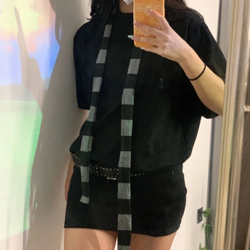Cosplay Striped Scarf for Adult Unisex 2000s Long Thin Scarf Spring Autumn Skinny Scarf Harajuku Scarf Daily Use Neck Wear