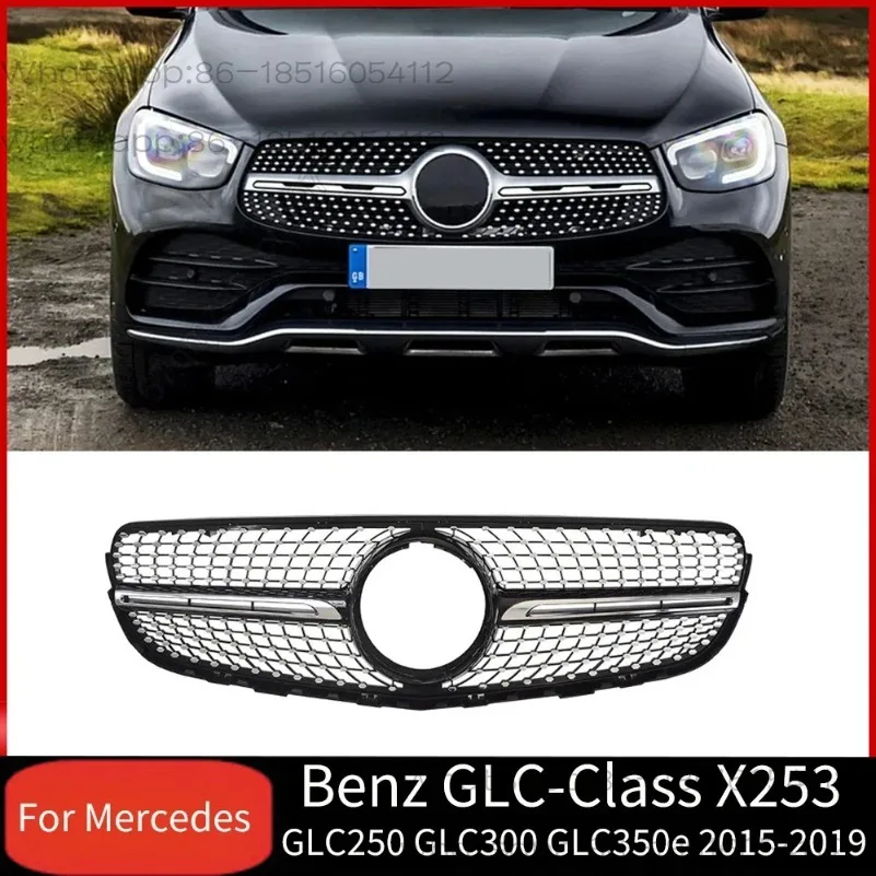 

For Mercedes Benz GLC-Class X253 GLC250 GLC300 GLC350e 2015-2019 Car Front Hood Grille Diamond Style Racing Grill Kits Refit