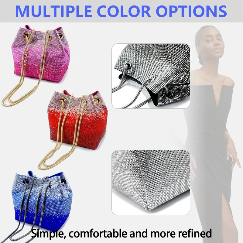 Hochwertige Diamant Eimer tasche Hochzeit Bankett Party Weihnachts geschenk Strass Handtasche Damen Cross body Abend tasche