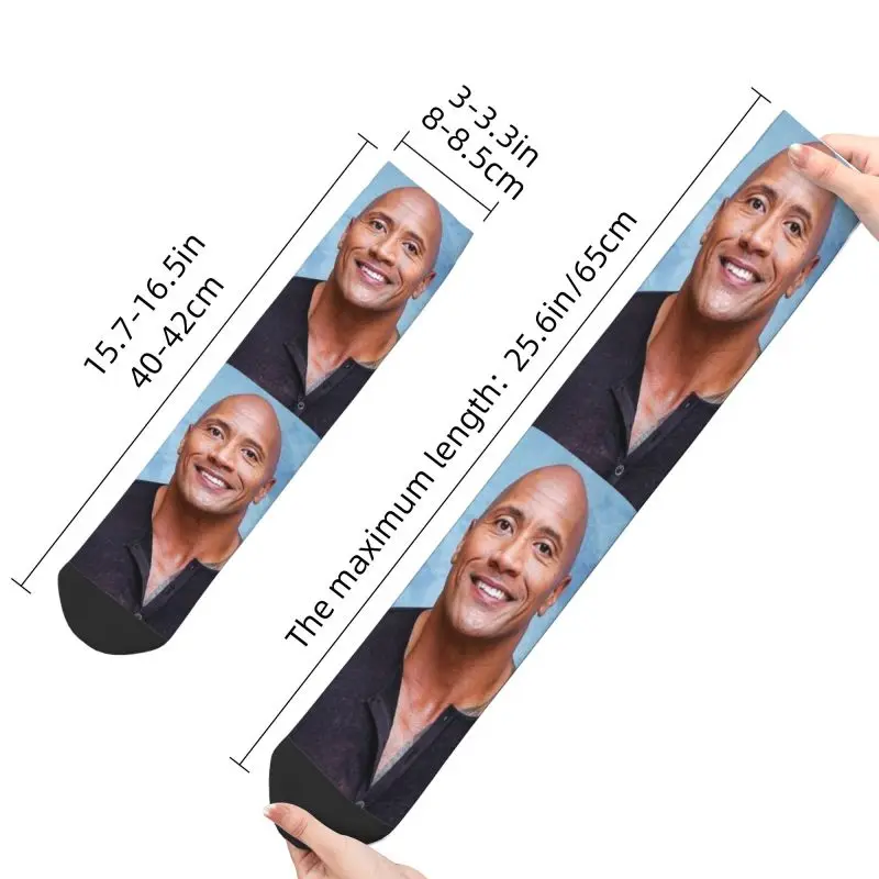 Fashion Printing Dwayne The Rock Johnson Socks for Women Men Stretchy Summer Autumn Winter Crew Socks