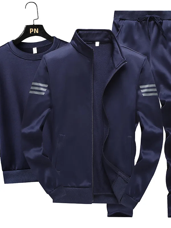 

Casual Tee Piece Set for Men with Zipper ket Long Sve Autumn Wear Comfortable Long Pants Versatile Men's Outfit