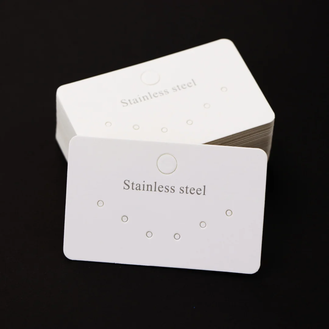 50 قطعة 6 ثقوب ورقة بيضاء معلقة بطاقة لمجموعة مجوهرات الفولاذ المقاوم للصدأ وأقراط التعبئة حامل حزم الأعمال الصغيرة #1