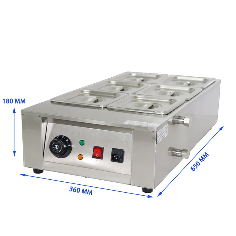 6-Cylinder Chocolate Melter, 2L*6 Electric Food Warmer, Stainless Steel Candle Temperature Controller, Commercial 220V/110V