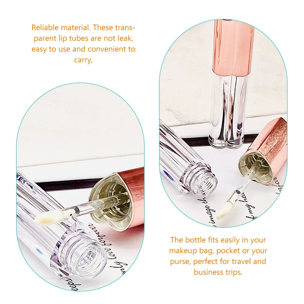 4 قطع من أنابيب ملمع الشفاه، حاويات فارغة شفافة، حامل بلسم الشفاه القابل لإعادة الملء، أدوات تطبيق العصا، سهلة الاستخدام أثناء السفر