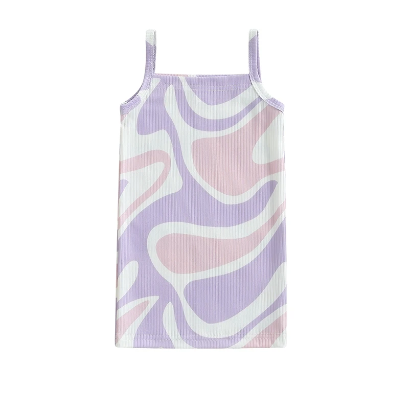 

Toddler Girl Summer Sleeveless Dress Bow Print Spaghetti Strap Fit Dress for Beach