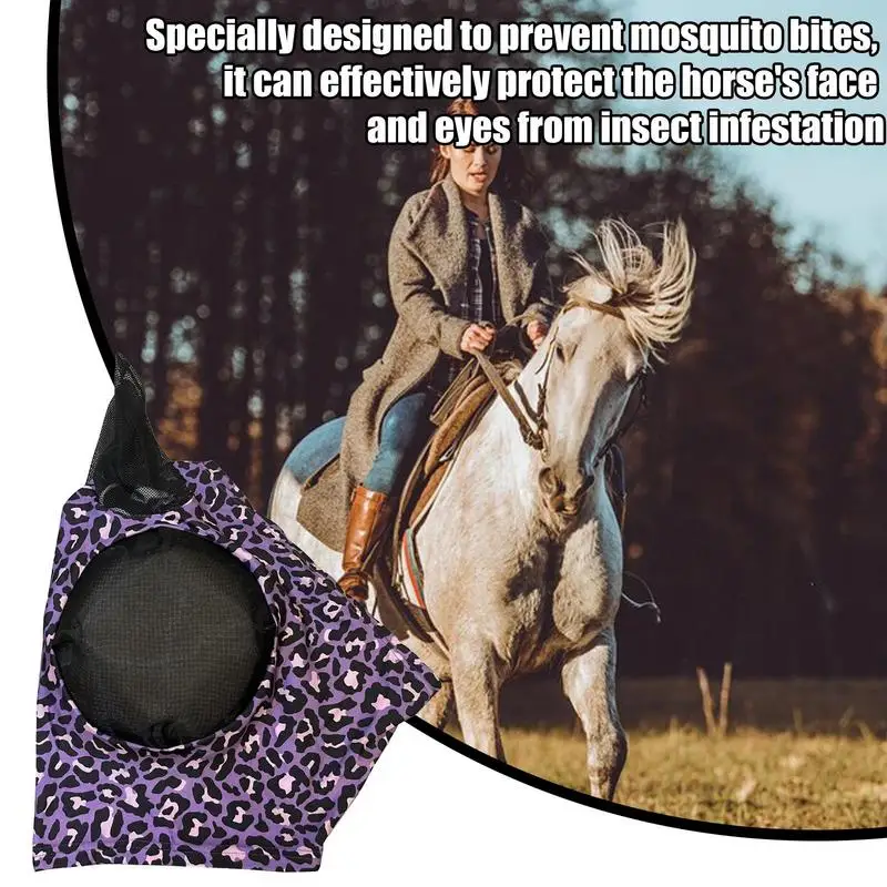 Full Face Fly Cover For Horse Leopard Print Pattern Anti Fly Cover Face Protection For Horse Breathable Horse Care Product