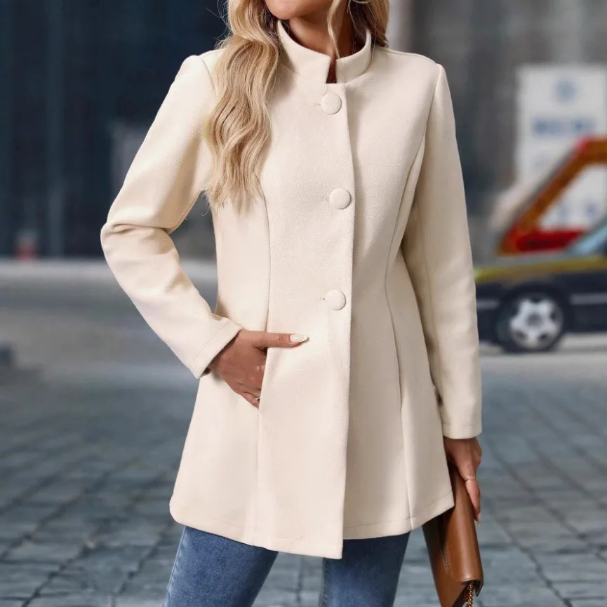 Women's Casual Turtleneck Long Woolen Coat 2025 Autumn and Winter New Coat