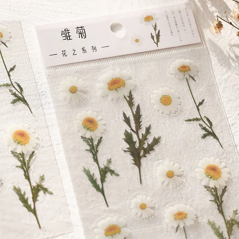 

1 Pc Vintage Flower Pattern PET Decal Sticker Simple Plant DIY Scrapbooking Journaling Material Irregular Decoration Decal