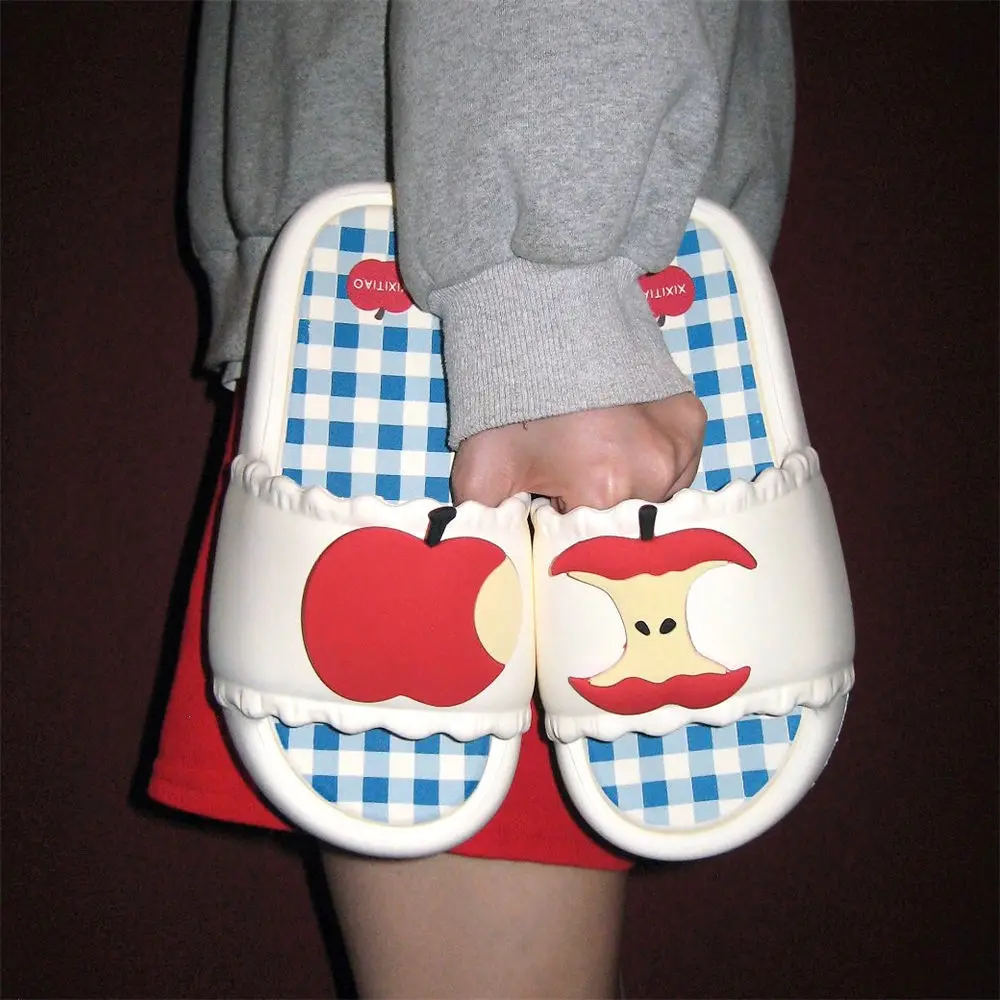 Woman fruit bitten-apple slides home shoes for women summer unique slipper creative birthday gifts New inspired apples slippers
