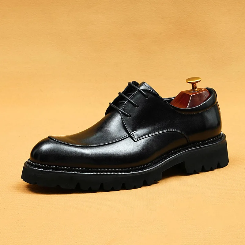 Zapatos Oxford de cuero genuino de lujo para hombre, zapatos clásicos negros y marrones, vestido Brogue con cordones, zapatos formales para boda, oficina y negocios