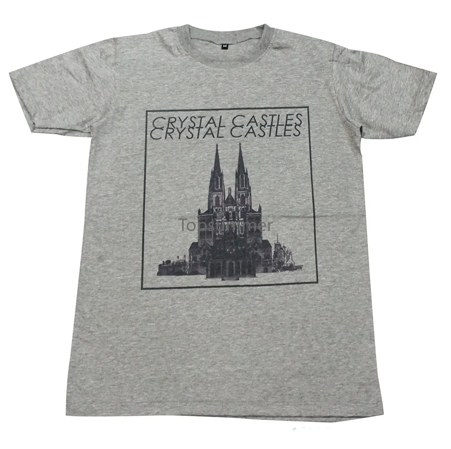 O-Neck Tops Tee Shirts Cryysstal Castles Music Rave Punk Dance T-Shirt Gray Gv101.3 Size M