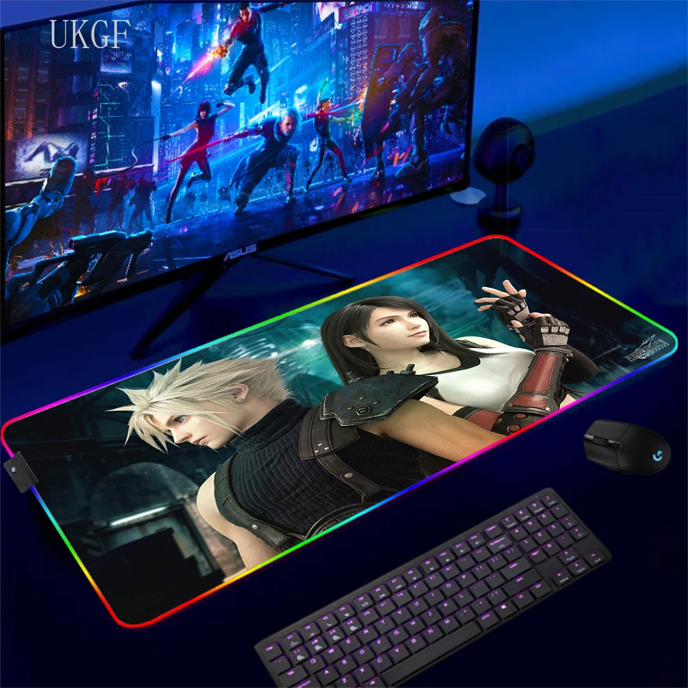 Game FINAL FANTASY XVI RGB Keyboard Mouse Pad LED Large Gamer Cushion Luminous Cool Desk Mat Office Pc Accessories Mousepad Xxl