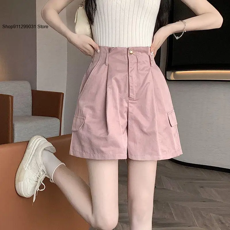 Summer and Autumn Japanese Style Design Loose Fit for Students Casual High Waisted Workwear Short and Wide Leg Pants for Women