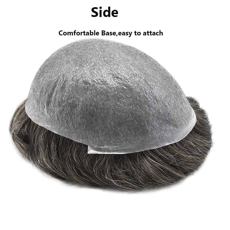 0.06-0.08mm SKIN PU Base Durable  Men Systems Capillary Prothesis Human Hair Replacement Men Toupee Natural Hairline Remy Wigs