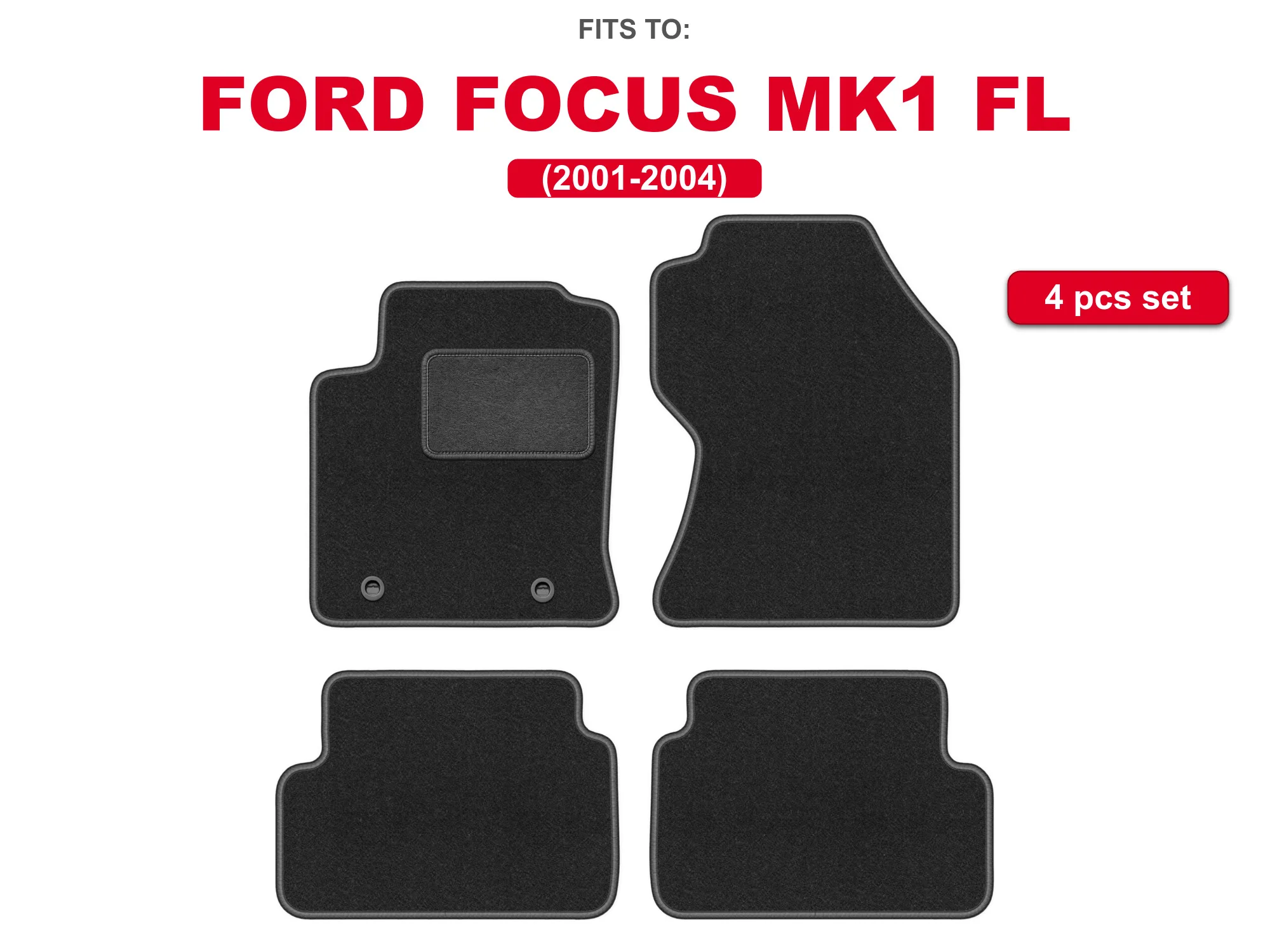 Tapis de voiture en velours pour Ford Focus MK1 FL 2001-2004, ensemble de tapis de voiture en graphite