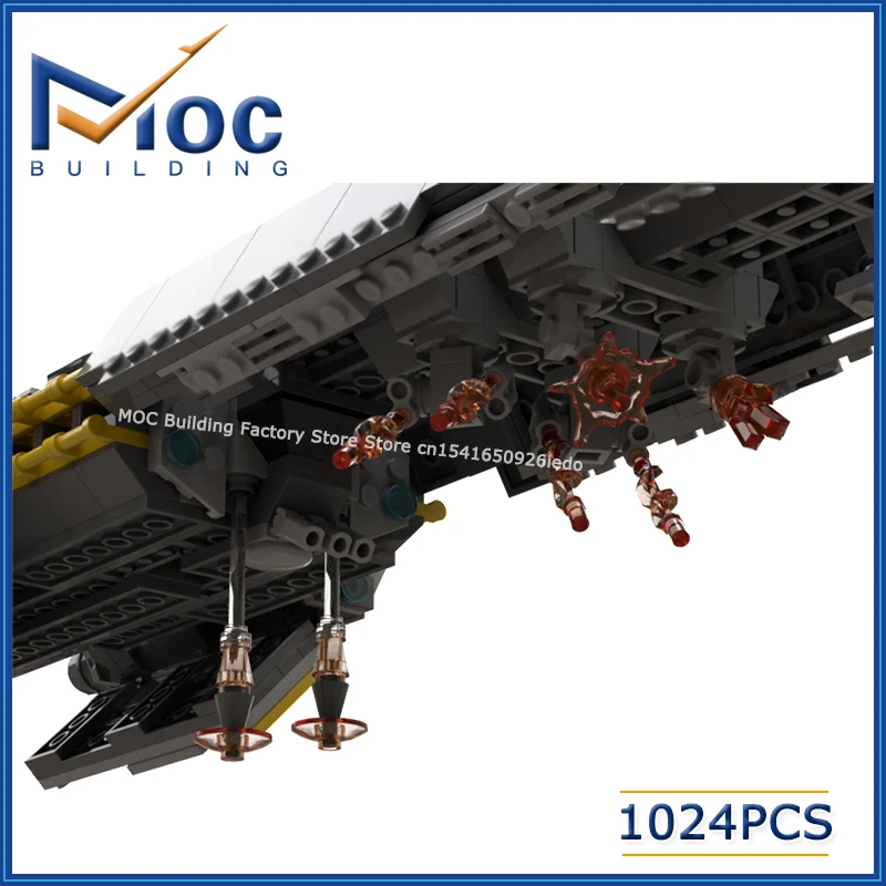 MOC Bausteine Weltraum-Filmserie Super-Kriegsschiff-Modell DIY Zusammenbaubares Kreatives Kampfschiff-Spielzeug Sammlerstück Weihnachtsgeschenke