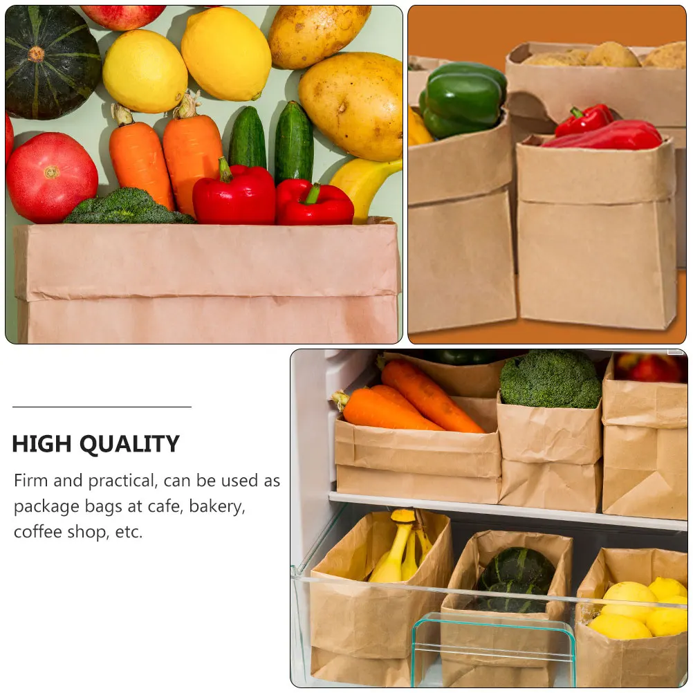 

20 Pcs Paper Bag Oil-proof and Waterproof Kraft Storage Home Packing Bags Brown Bread Toast