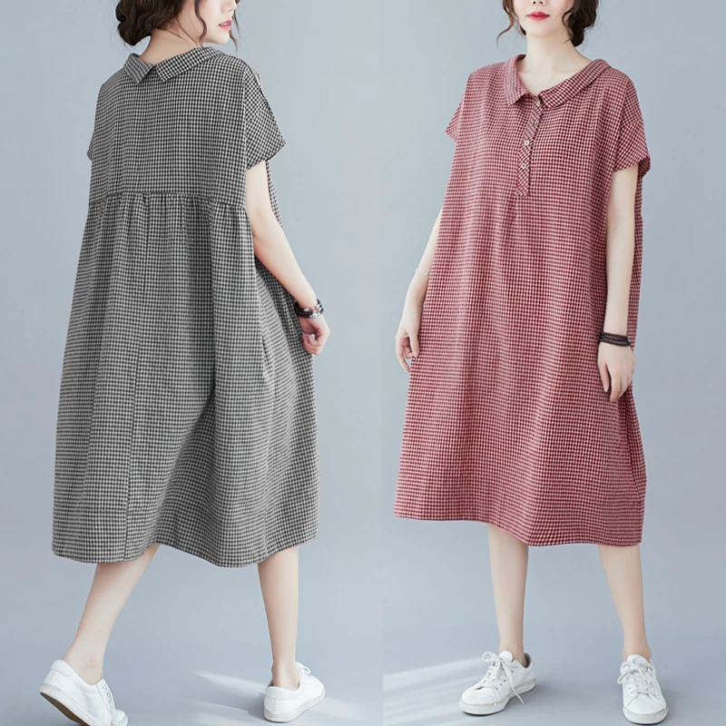 Artistico Cotton Lin Taglia grande da donna Dr Vita che copre Allentato Lungo Allegato Estate Dr Casual Comodo Midi Dr