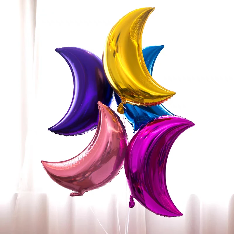 22inch Crescent Moon Foil Balloon Gold Silver Blue Pink Red Purple Helium Globos Baby Shower Kids Toy Birthday Party Decorations