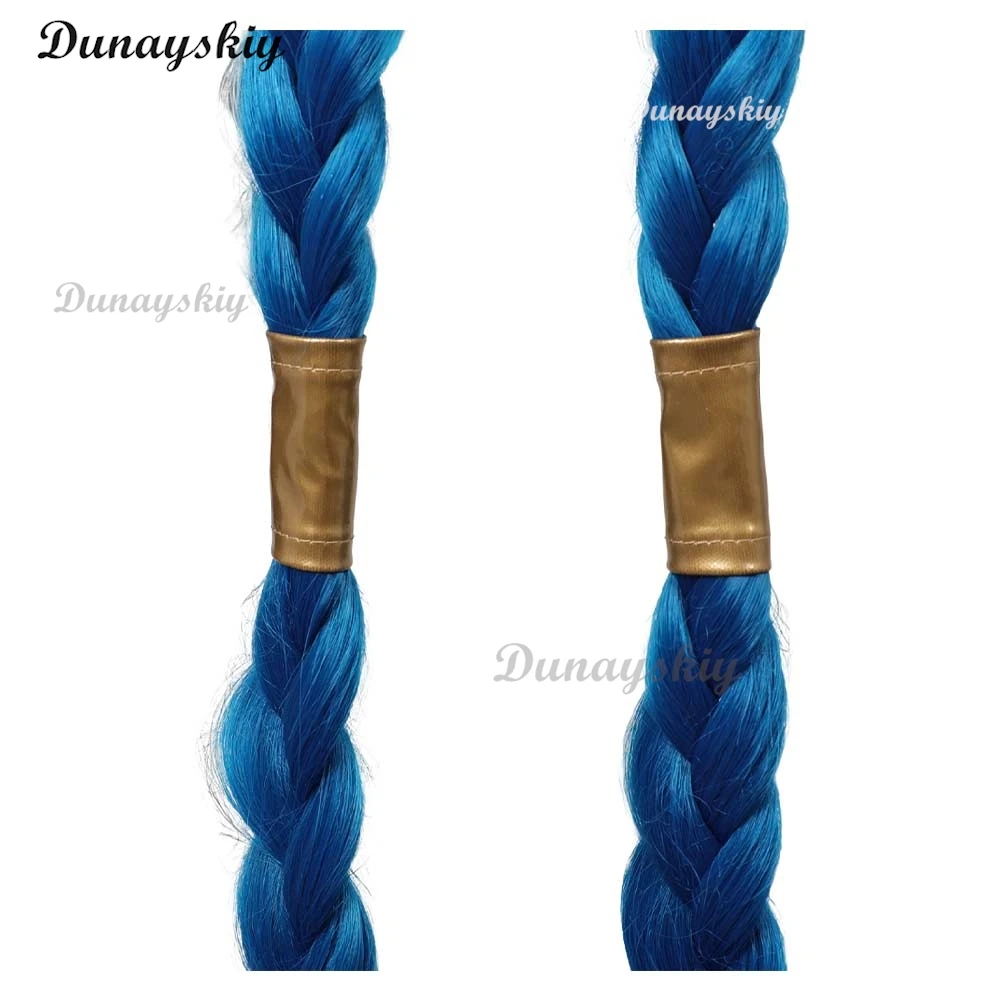 Arcane Jinx Wigs Game LOL TV 2 Cosplay Costume Accessories Adult Woman Roleplay Fantasia Blue Long Braided Hair Women Customized