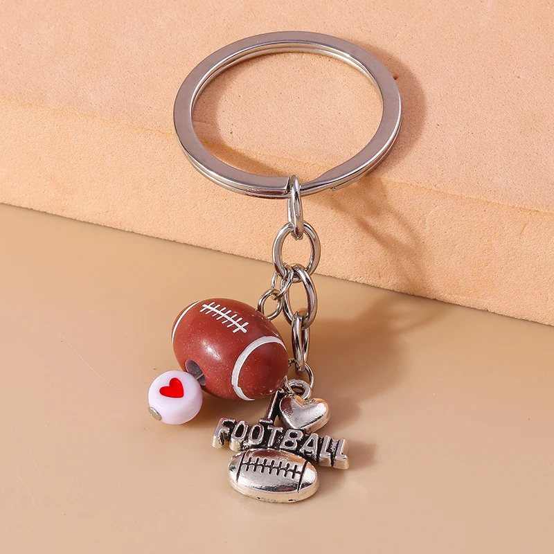 Cute Sports Keychain Funny Baseball Basketball Soccer Charms Keyrings for Women Men Car Key Handbag Hanging Key Chains DIY Gifts