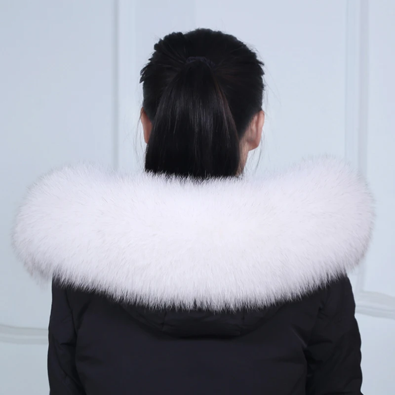 Winter 100% Real Raccoon Fur Scarf Trim Straight Collar Decorate Women\'s Fashion Coat Hat Keep Warmer Natural Fox Scarves Shawl