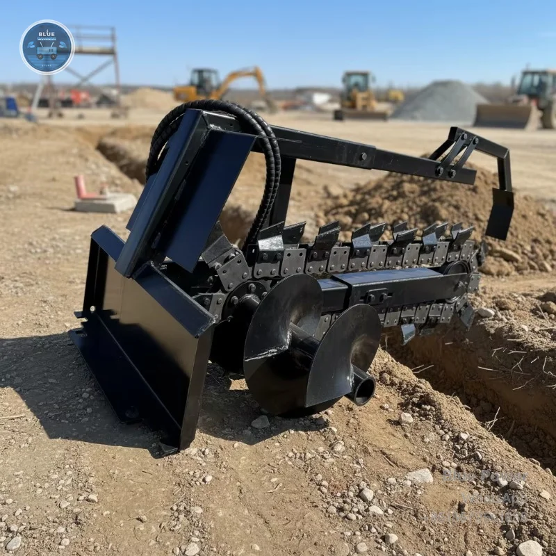 Hydraulic Driven Skid Steer Trencher Attachment for Construction Landscaping and Agricultural Operations