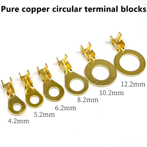 100Pcs DJ431-6C//4.2C/5C/8C/10C/12C 원형 터미널 블록 O 형 러그 터미널 냉간 압착 커넥터 구리 탭 배선 노즈 