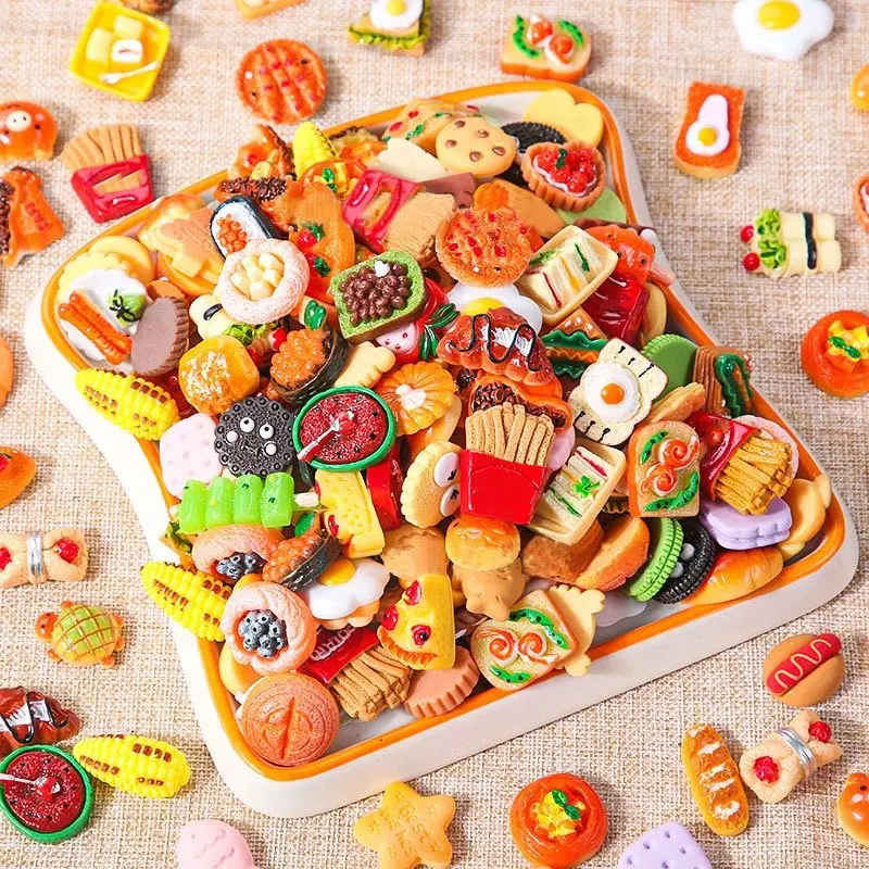 Juguetes de comida en miniatura, muñecas de comida de resina mixta, juguetes de cocina adecuados para casa de muñecas, juguetes de cocina, comida en miniatura de resina