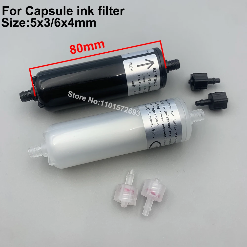 6PC Eco Solvent Printer Capsual Ink Filter 80mm of Epson DX5 DX7 XP600 TX800 I3200 4720 Spt510 Printhead Cylindrical Long Filter