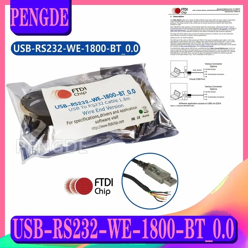 

FTDI official genuine USB-RS232-WE-1800-BT_0.0 USB to RS232 serial UART cable