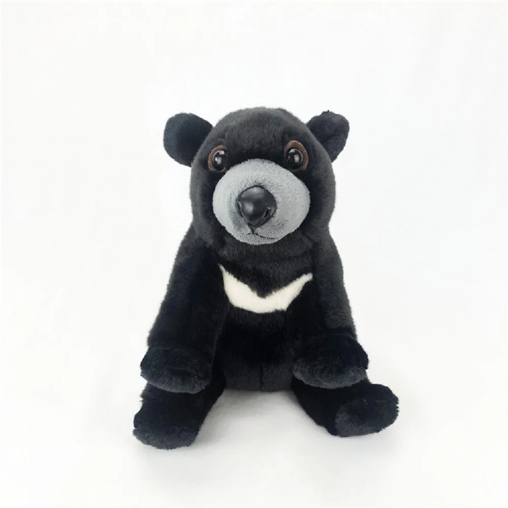 

cute plush sitting bear toy stuffed high quality black bear doll gift about 24cm