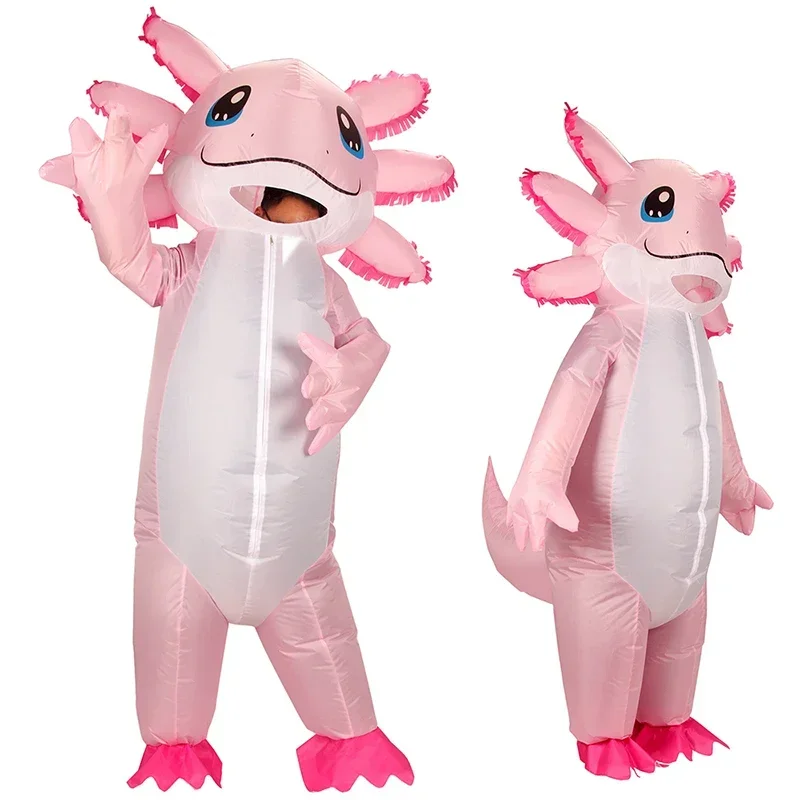 Inflatable Costume Adult Axolotl Costumes Halloween Blow Up Costume Pink Axolotl Costume for Women Men Animals Cosplay Party