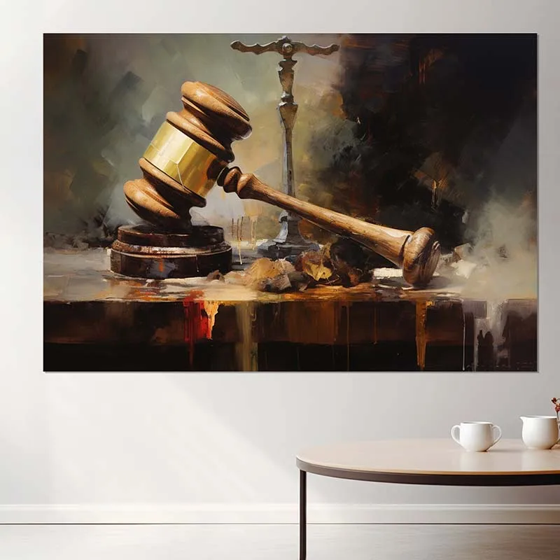 Affiches d'art abstraites d'avocat, échelles de Justice, déesse de la Justice, peinture sur toile, imprimés muraux, images d'avocat, décoration de bureau et de maison
