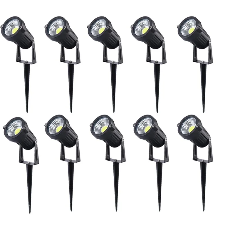 Outdoor IP65 LED Garden Lights Waterprof Lawn Lamp 220V110V12V Landscape Spike Spotlights 1 Meter Wire Aluminum Lamp Body