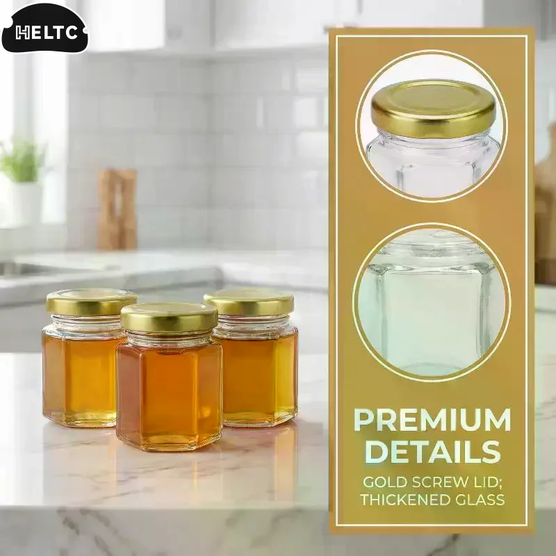 Mini Hexagonal  Jars  Lids Premium for Spices Honey Jam Wedding Gift Party Favor Elegant Storage 3/5pcs