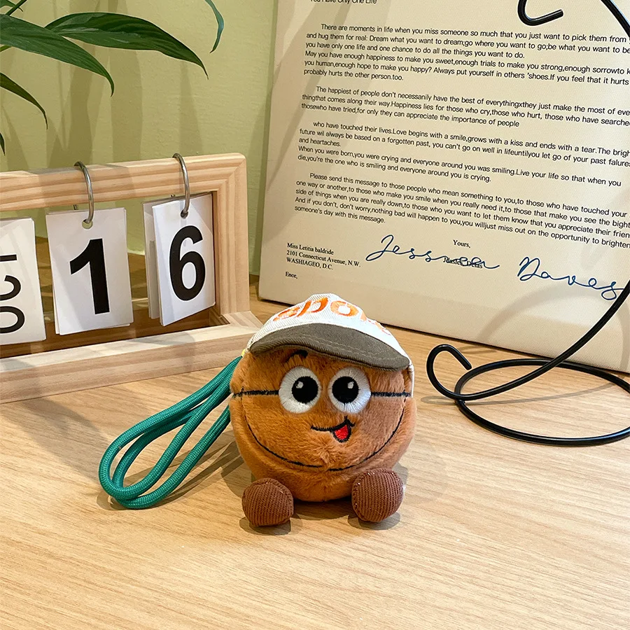 15pcs/lot 12cm New Fun Expression Simulation Football Basketball Plush Toy keychain Bag Charm Doll Keychain
